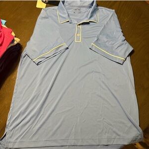 adidas Sky Blue Polo with Yellow Trim